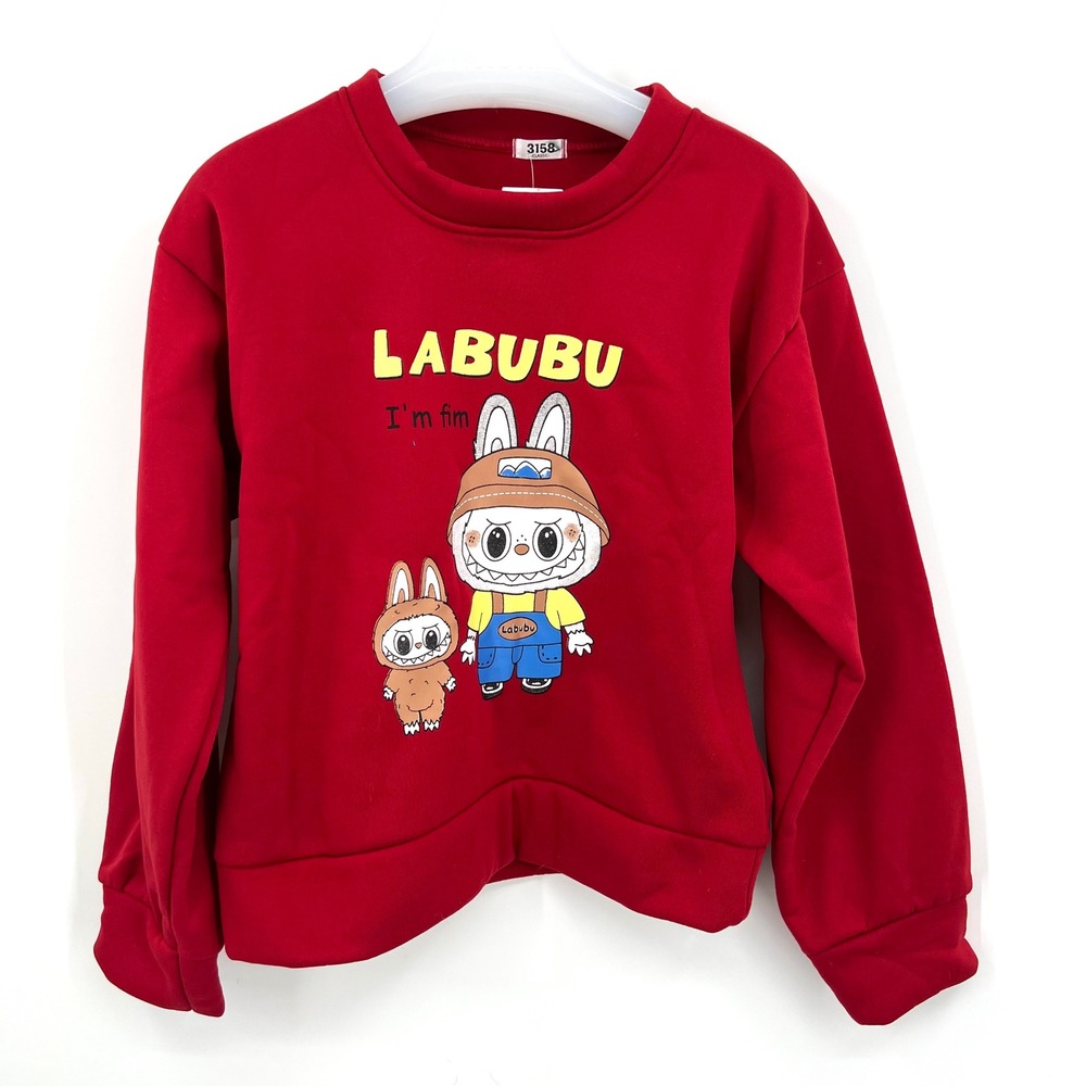 NWT Cute Labubu Sweatshirt Red Size S/M Women's Baby Zimomo